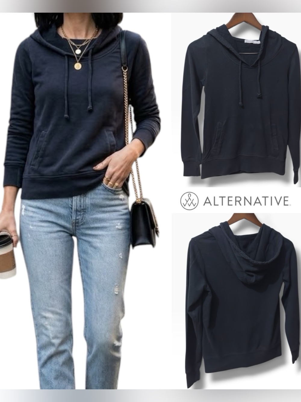Alternative | EUC 100% Cotton Black Pullover Hoodie (Size XS)